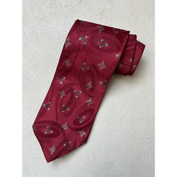 Christian Dior Other - Christian Dior Monsieur Men Necktie Red Abstract Poly Business Office Classic